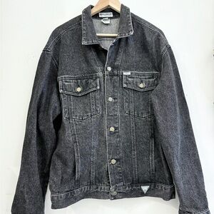 Vintage Guess By Georges Marciano Men's Black Denim Jean Trucker Jacket Large